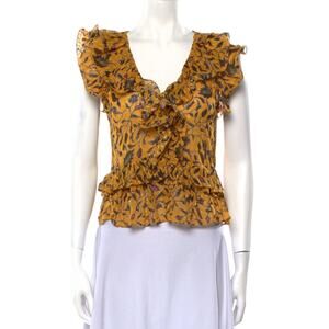Ulla Johnson Ruffled Floral Print Peasant Top Size 4